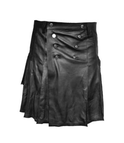 Ample Pleated Leather Kilt