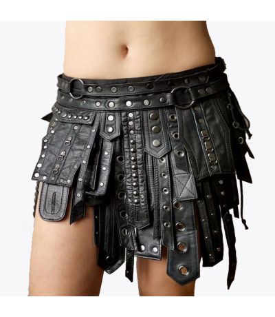 Black Warriors leather Modern Mini Kilt