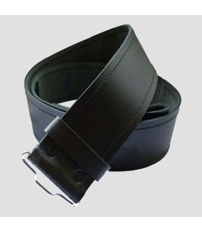 Black Plain Leather Kilt Belt With Buckle