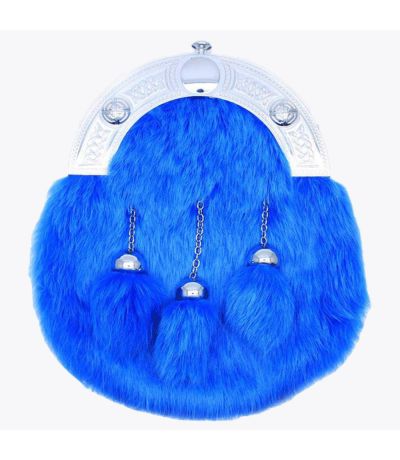 Chrome Celtic Full Dress Knot Light Fashion Blue Rabbit Fur Sporran
