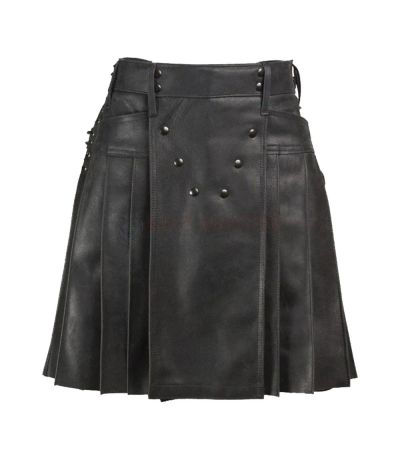 Leather Pleated Fashion Kilt