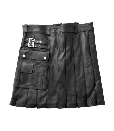 Leather Pleated Kilt For Men
