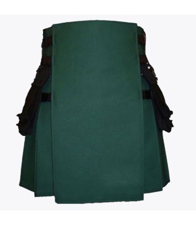 Modern Green Kilt With Black Cargo Pockets