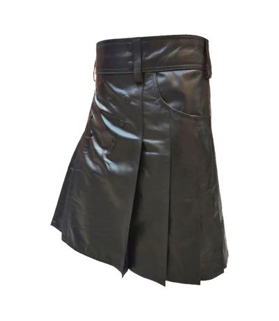  Modern Black Leather Kilt For Men