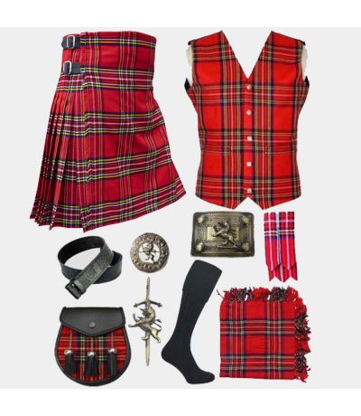 Royal Stewart Tartan Kilt & Vest With Accessories Deal