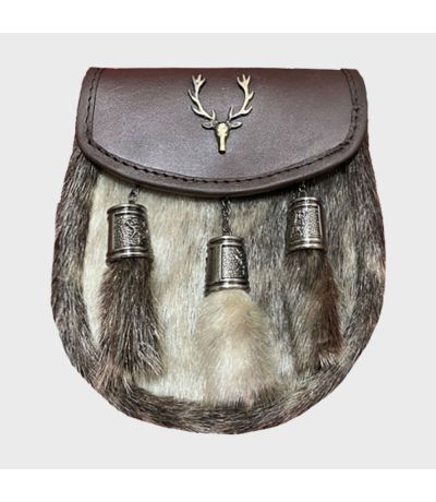 Seal Skin Sporran with Stag Badge
