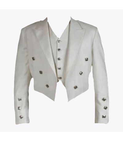 White Prince Charlie Jacket & Waistcoat For Men