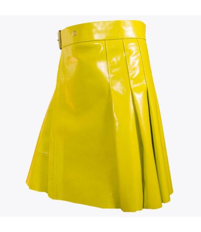 Yellow Leather Modern Women Kilt