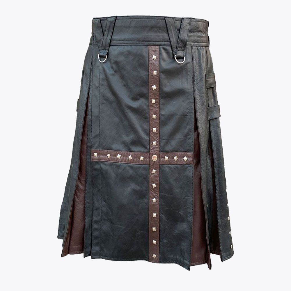 Black Scottish Leather Kilt